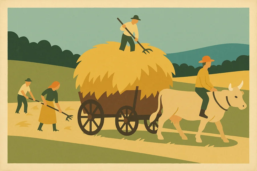 Landwirtschaft von Hand: Heuernte im Bregenzerwald, um 1960. Vieles, was heute Maschinen leisten, war Muskelarbeit. (Privatarchiv)