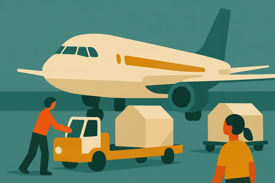 Viele Berufe für einen Abflug: Tankwagen, Gepäckwagen, Pushback-Schlepper und Container-Lader stehen in den Minuten vor dem Start am Flugzeug.