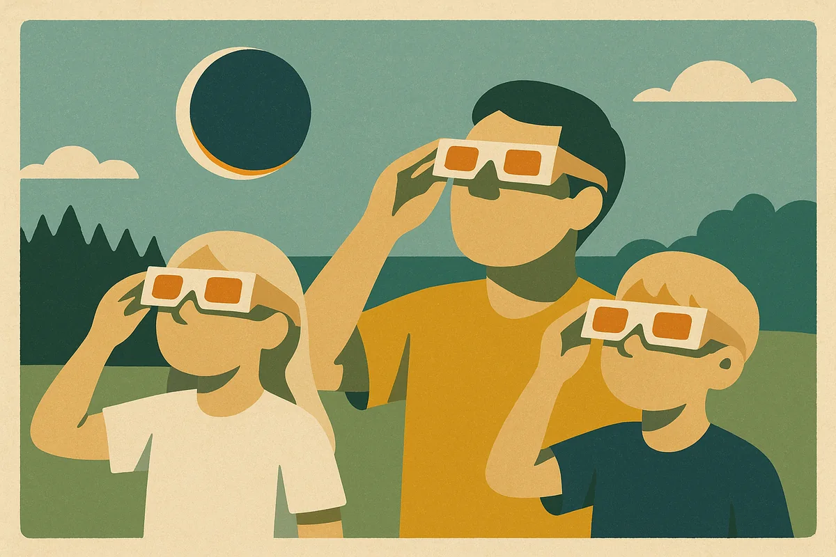 Niemals ungeschützt in die Sonne schauen – auch nicht bei 90 % Bedeckung! Nur zertifizierte Finsternis-Brillen schützen die Netzhaut.