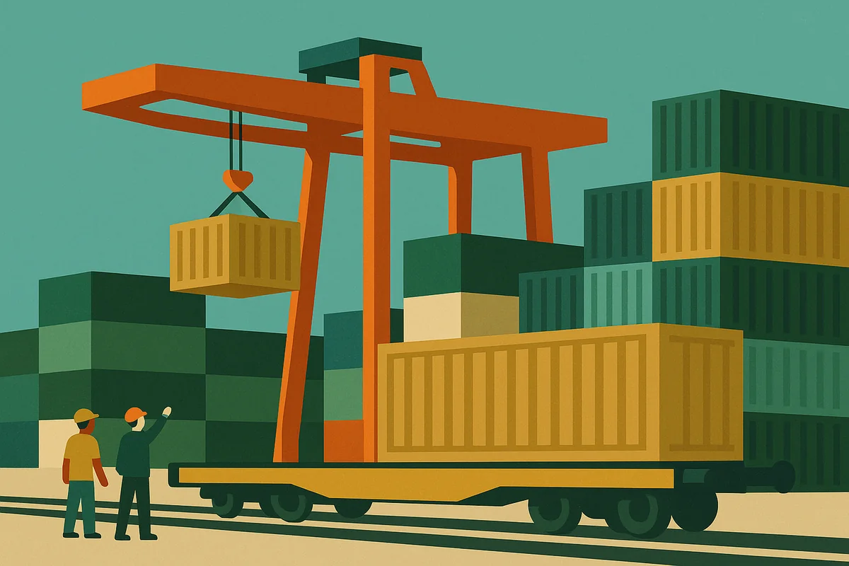 Tor zum Weltmarkt vor der Haustür: Am Güterbahnhof Wolfurt kommen Container an, die zuvor per Schiff und Bahn um die halbe Welt gereist sind.